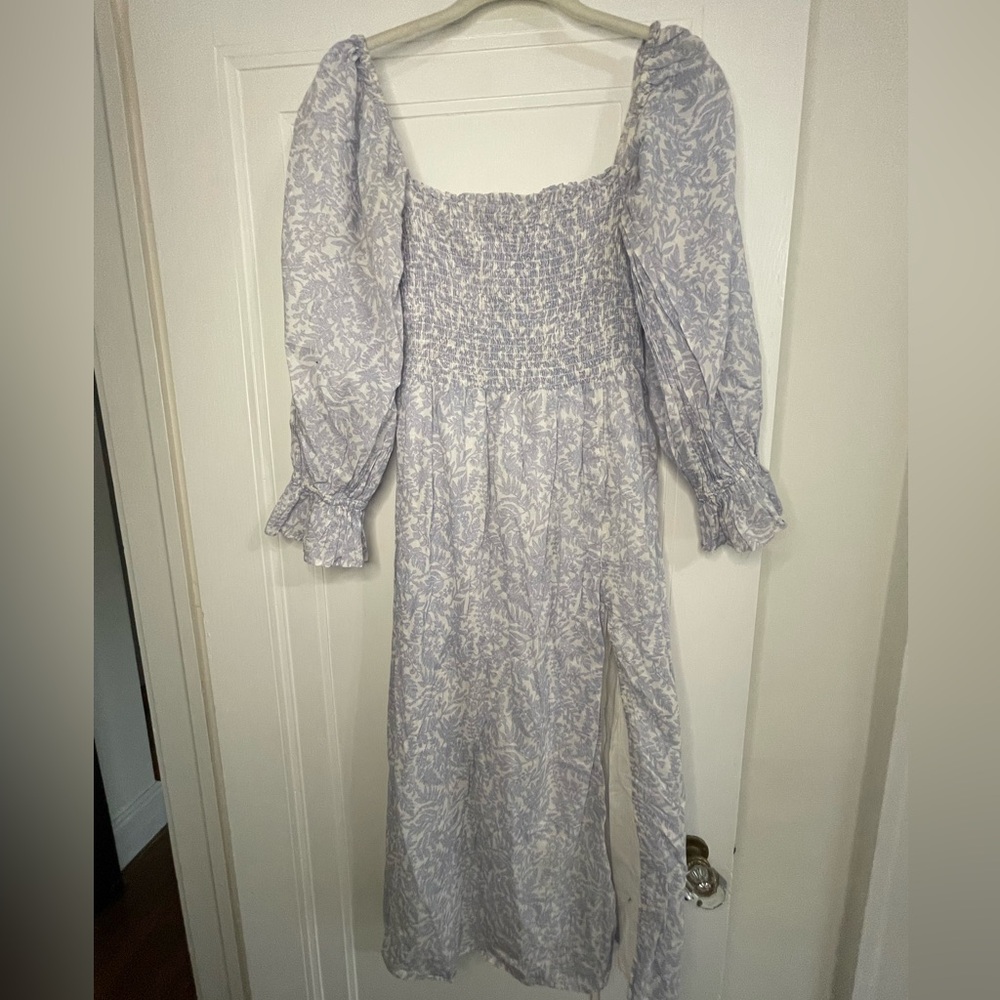 O.p.t. Gathered puff sleeves smocked floral dress, size m